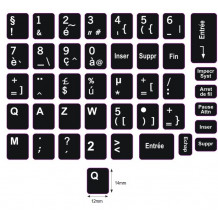 N5 Adesivi per tastiera - francese - set grande - sfondo nero - 14:12mm