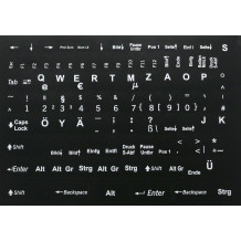 N10 Adesivi per tastiera - Tedesco - set grande - sfondo nero - 13:10mm