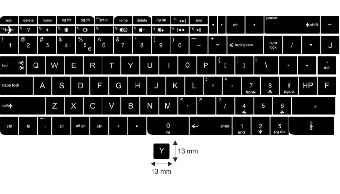 N11 Adesivi per tastiera HP - gran conjunto - sfondo nero - 13:13mm