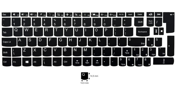 N14 Adesivi per tastiera Lenovo - gran conjunto - sfondo nero - 14,5:14,5mm