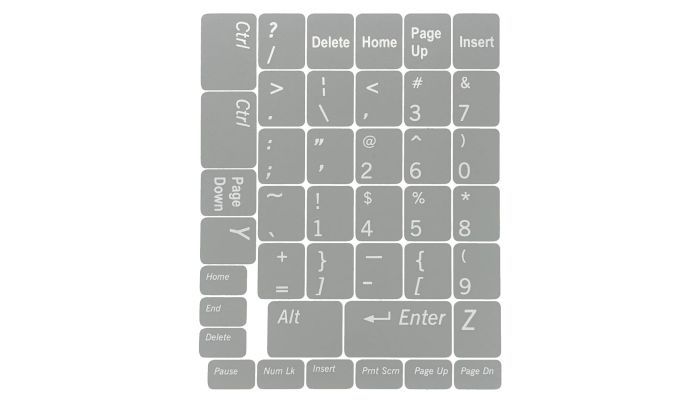 N48 Adesivi per Tastiera - Sfondo Grigio Chiaro - Set Medio - 12,5mm x 10,5mm